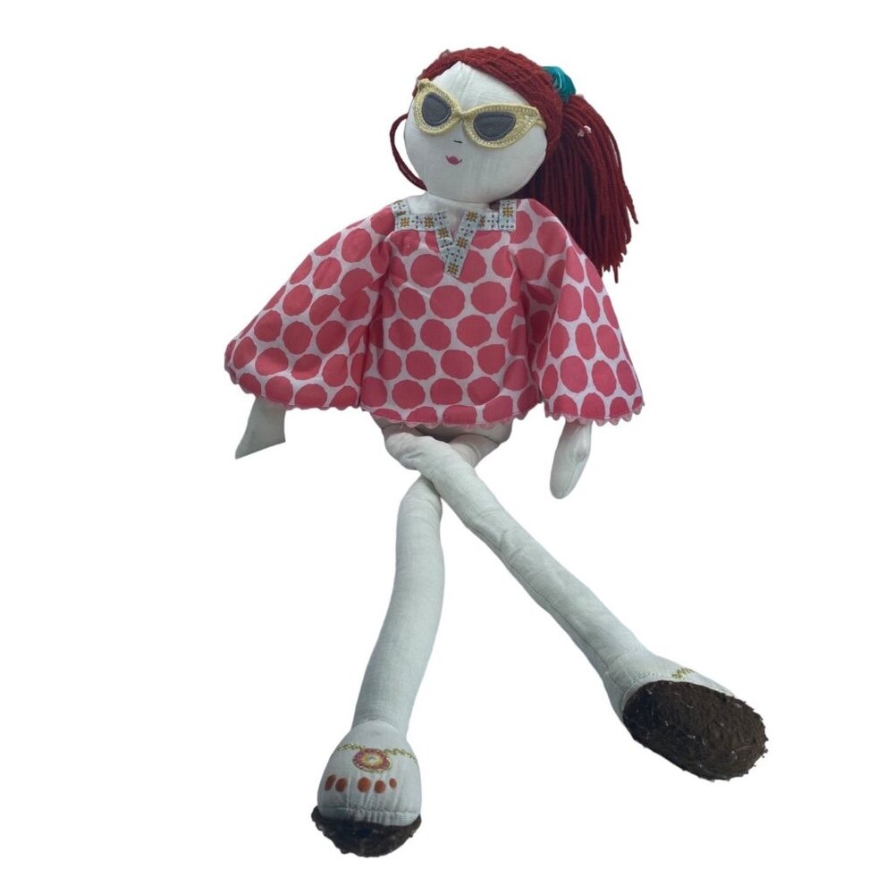 Pottery Barn Kids Designer Rag Dolls Long Legged Ibiza Red Hair Sunglasses Ibiza